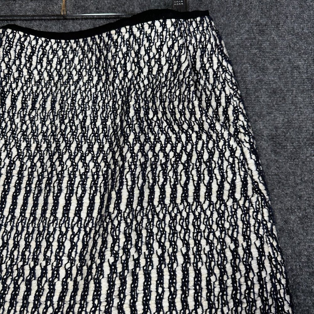 Tory Burch Skirt Womens 8 Pencil Tweed Cotton Blend Black White Zip Lined Pocket - Picture 2 of 8